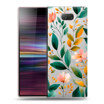 Силиконовый чехол на Sony Xperia 10 с принтом Цветы паттерн