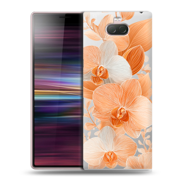 Силиконовый чехол на Sony Xperia 10 с принтом Бежевые цветы