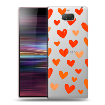 Силиконовый чехол на Sony Xperia 10 с принтом Сердечки