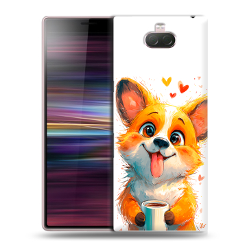 Силиконовый чехол на Sony Xperia 10 с принтом корги Силиконовый чехол на Sony Xperia 10 с принтом корги