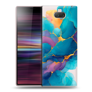 Силиконовый чехол на Sony Xperia 10 с принтом Мрамор блестки Силиконовый чехол на Sony Xperia 10 с принтом Мрамор блестки
