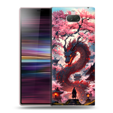 Силиконовый чехол на Sony Xperia 10 с принтом Дракон Японский Силиконовый чехол на Sony Xperia 10 с принтом Дракон Японский