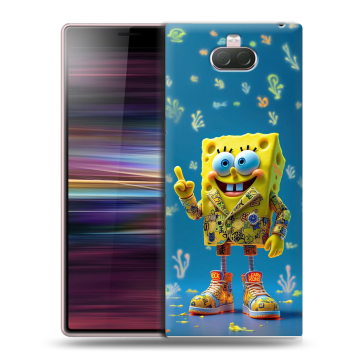 Силиконовый чехол на Sony Xperia 10 с принтом Спанч боб Спанчбоб Силиконовый чехол на Sony Xperia 10 с принтом Спанч боб Спанчбоб