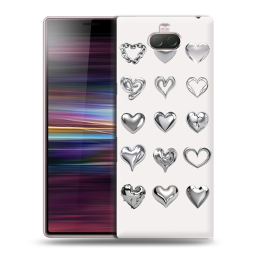 Силиконовый чехол на Sony Xperia 10 с принтом Y2K сердечки