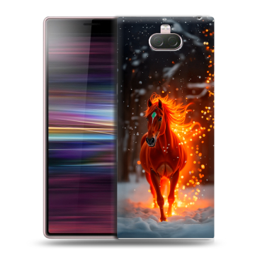 Силиконовый чехол на Sony Xperia 10 с принтом Новый год Силиконовый чехол на Sony Xperia 10 с принтом Новый год