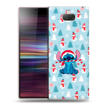 Силиконовый чехол на Sony Xperia 10 с принтом Стич Новый год Силиконовый чехол на Sony Xperia 10 с принтом Стич Новый год