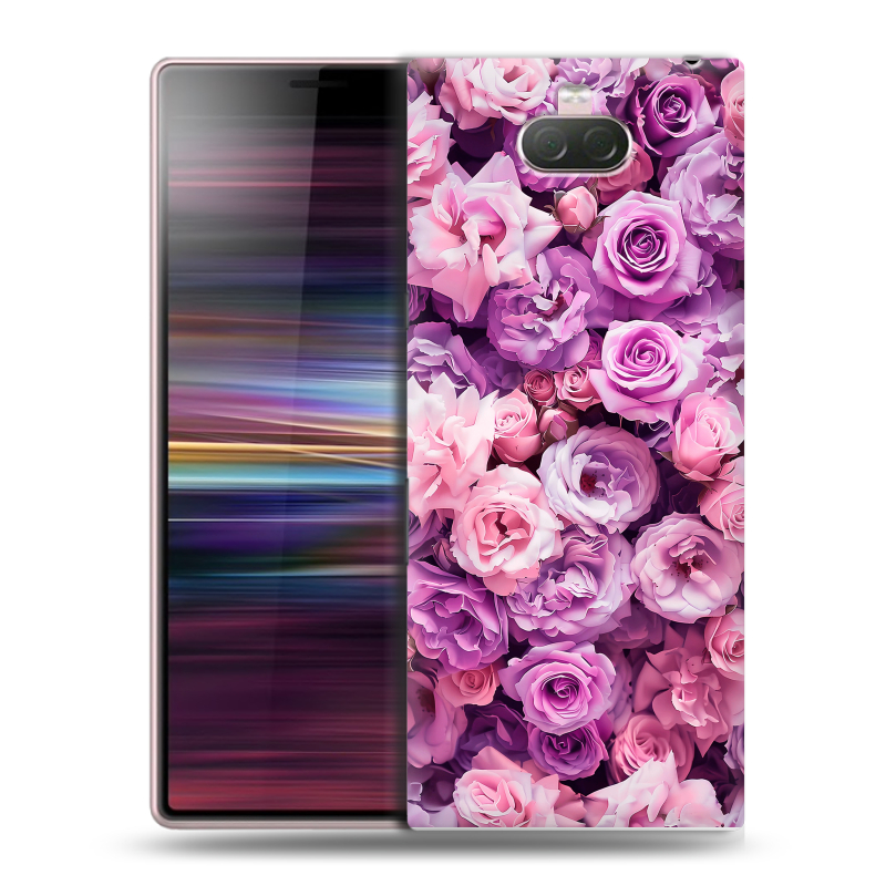Силиконовый чехол на Sony Xperia 10 с принтом лавандовые розы Силиконовый чехол на Sony Xperia 10 с принтом лавандовые розы