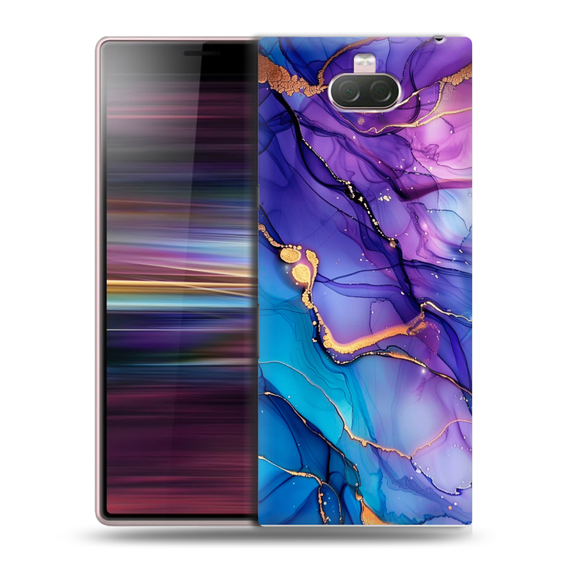 Силиконовый чехол на Sony Xperia 10 с принтом синий мрамор Силиконовый чехол на Sony Xperia 10 с принтом синий мрамор