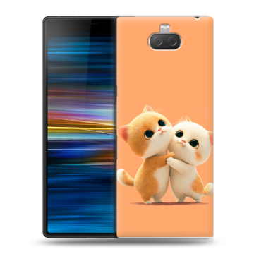 Пластиковый чехол на Sony Xperia 10 Plus с принтом Милые котики