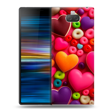 Пластиковый чехол на Sony Xperia 10 Plus с принтом Сердечки