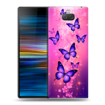 Пластиковый чехол на Sony Xperia 10 Plus с принтом Бабочки Пластиковый чехол на Sony Xperia 10 Plus с принтом Бабочки