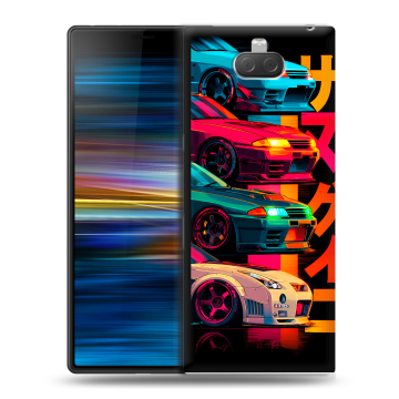 Пластиковый чехол на Sony Xperia 10 Plus с принтом Гоночные машины Пластиковый чехол на Sony Xperia 10 Plus с принтом Гоночные машины