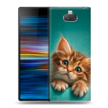 Пластиковый чехол на Sony Xperia 10 Plus с принтом котенок Пластиковый чехол на Sony Xperia 10 Plus с принтом котенок