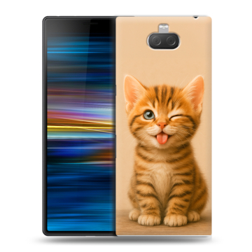 Пластиковый чехол на Sony Xperia 10 Plus с принтом котенок