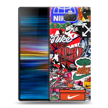 Пластиковый чехол на Sony Xperia 10 Plus с принтом Найк Nike яркий