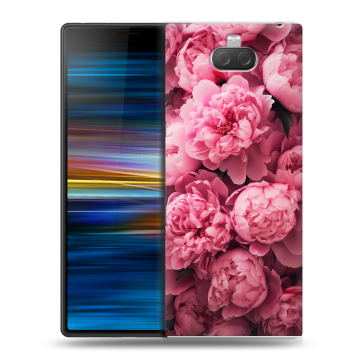 Пластиковый чехол на Sony Xperia 10 Plus с принтом цветы пионы