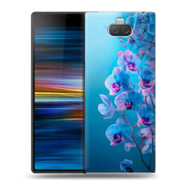 Пластиковый чехол на Sony Xperia 10 Plus с принтом голубые орхидеи