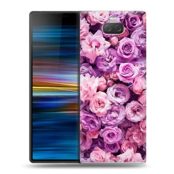 Пластиковый чехол на Sony Xperia 10 Plus с принтом лавандовые розы Пластиковый чехол на Sony Xperia 10 Plus с принтом лавандовые розы