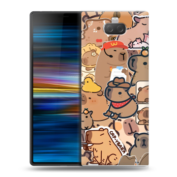 Пластиковый чехол на Sony Xperia 10 Plus с принтом капибара