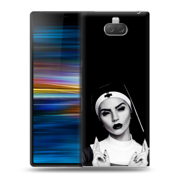 Пластиковый чехол на Sony Xperia 10 Plus с принтом монашка