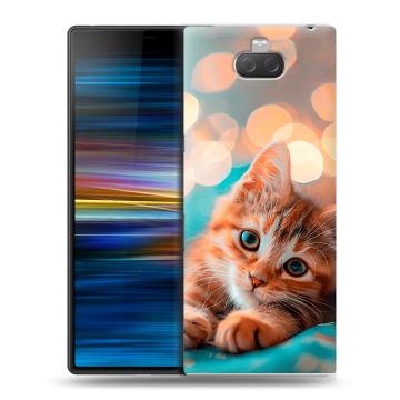 Пластиковый чехол на Sony Xperia 10 Plus с принтом котик