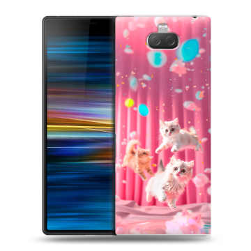 Пластиковый чехол на Sony Xperia 10 Plus с принтом милые котики Пластиковый чехол на Sony Xperia 10 Plus с принтом милые котики