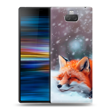 Пластиковый чехол на Sony Xperia 10 Plus с принтом лиса