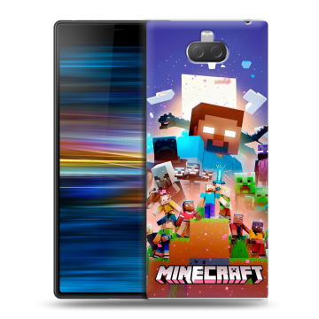 Пластиковый чехол на Sony Xperia 10 Plus с принтом Майнкрафт Minecraft
