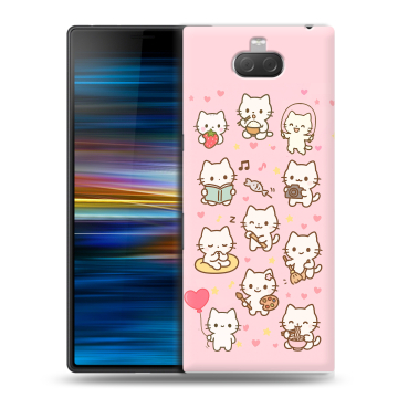 Пластиковый чехол на Sony Xperia 10 Plus с принтом Hello Kitty Хелоу Кити