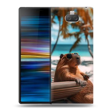 Пластиковый чехол на Sony Xperia 10 Plus с принтом Капибара Пластиковый чехол на Sony Xperia 10 Plus с принтом Капибара