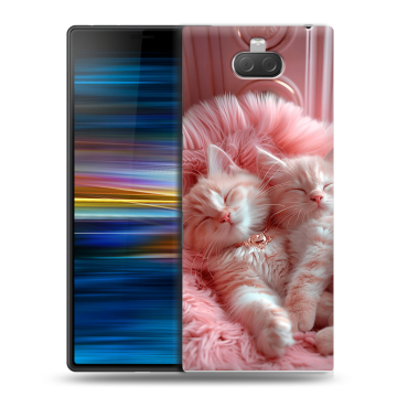 Пластиковый чехол на Sony Xperia 10 Plus с принтом котята котики