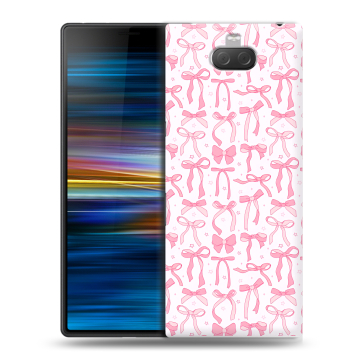 Пластиковый чехол на Sony Xperia 10 Plus с принтом Розовые бантики