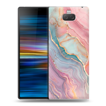 Пластиковый чехол на Sony Xperia 10 Plus с принтом розовый мрамор Пластиковый чехол на Sony Xperia 10 Plus с принтом розовый мрамор