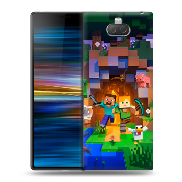 Пластиковый чехол на Sony Xperia 10 Plus с принтом Майнкрафт Minecraft