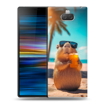 Пластиковый чехол на Sony Xperia 10 Plus с принтом Капибара