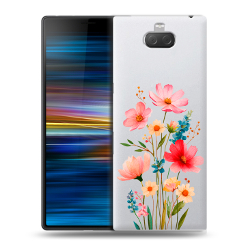 Пластиковый чехол на Sony Xperia 10 Plus с принтом Цветы Пластиковый чехол на Sony Xperia 10 Plus с принтом Цветы