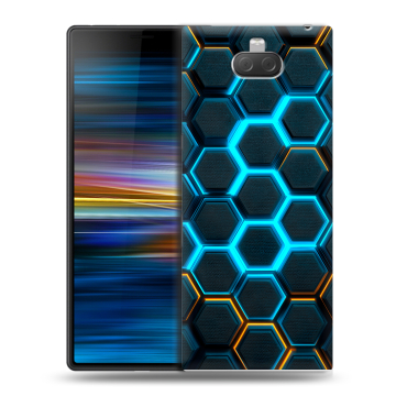 Пластиковый чехол на Sony Xperia 10 Plus с принтом Неоновые соты Пластиковый чехол на Sony Xperia 10 Plus с принтом Неоновые соты