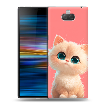 Пластиковый чехол на Sony Xperia 10 Plus с принтом Розовый котенок Пластиковый чехол на Sony Xperia 10 Plus с принтом Розовый котенок