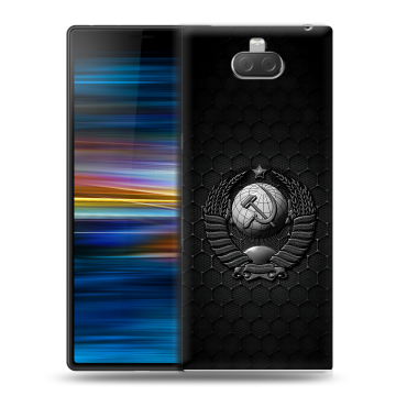 Пластиковый чехол на Sony Xperia 10 Plus с принтом Герб Флаг СССР