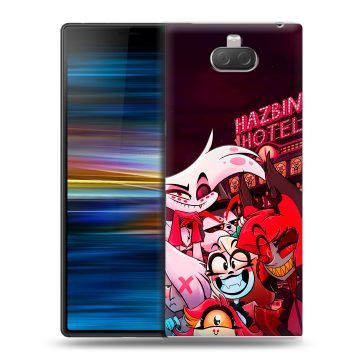 Пластиковый чехол на Sony Xperia 10 Plus с принтом Hazbin Hotel Отель Хазбин
