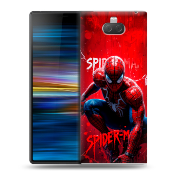Пластиковый чехол на Sony Xperia 10 Plus с принтом Spiderman Человек паук