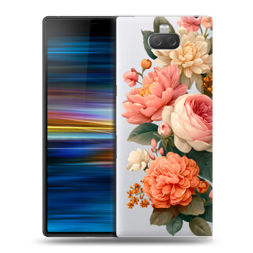 Пластиковый чехол на Sony Xperia 10 Plus с принтом цветы