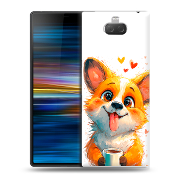 Пластиковый чехол на Sony Xperia 10 Plus с принтом корги