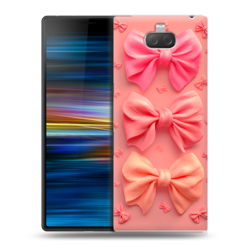 Пластиковый чехол на Sony Xperia 10 Plus с принтом Розовые бантики