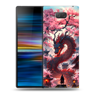 Пластиковый чехол на Sony Xperia 10 Plus с принтом Дракон Японский Пластиковый чехол на Sony Xperia 10 Plus с принтом Дракон Японский