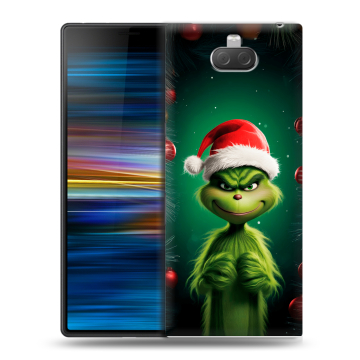 Пластиковый чехол на Sony Xperia 10 Plus с принтом Гринч Новый год Рождество Пластиковый чехол на Sony Xperia 10 Plus с принтом Гринч Новый год Рождество