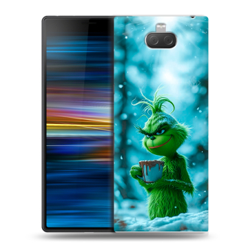 Пластиковый чехол на Sony Xperia 10 Plus с принтом Новый год гринч Пластиковый чехол на Sony Xperia 10 Plus с принтом Новый год гринч
