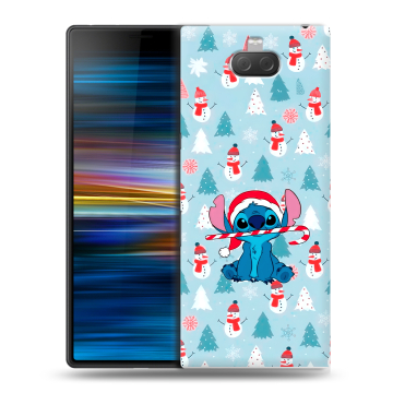 Пластиковый чехол на Sony Xperia 10 Plus с принтом Стич Новый год