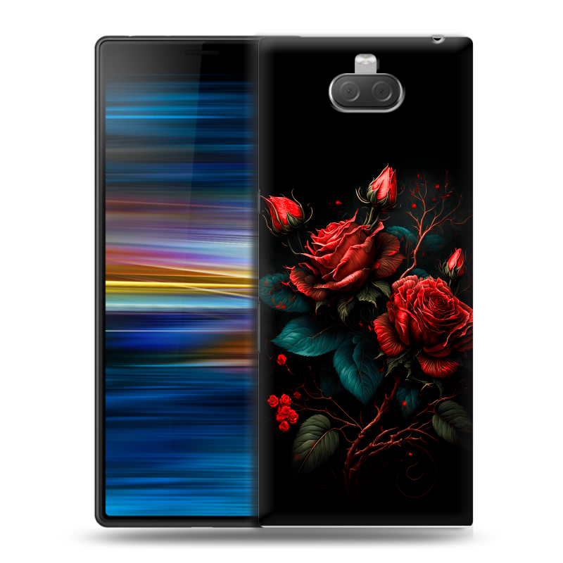 Пластиковый чехол на Sony Xperia 10 Plus с принтом Розы красные Пластиковый чехол на Sony Xperia 10 Plus с принтом Розы красные