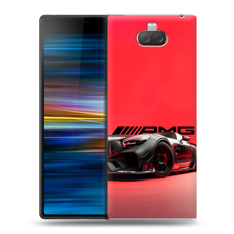Пластиковый чехол на Sony Xperia 10 Plus с принтом Мерседес Mercedes AMG Пластиковый чехол на Sony Xperia 10 Plus с принтом Мерседес Mercedes AMG
